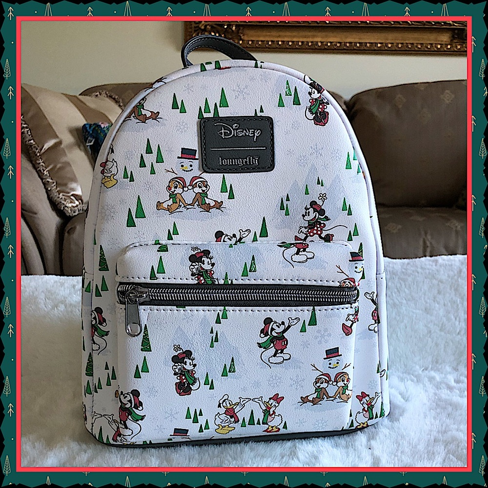 Disney Loungefly Mickey Mouse and Friends Snow Day Christmas Holiday Backpack - Picture 1 of 5